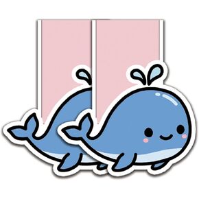 (2Pcs) Cute Whale Magnetic Bookmark Book Page Markers Gift for Reading Lover Nerd Book Addict Bookish Reader Student Teacher Office Stationery - Size 2.7"x2.4" When Folded
