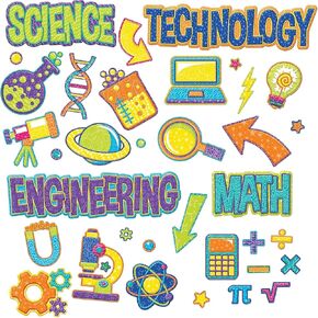 Eureka Color My World Teacher Supplies STEM Bulletin Board Set, 36 pcs