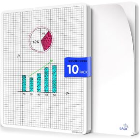 SCRIBBLEDO Small Grid Dry Erase Sheets 9"x12" Math Practice Small White Board Sheets Math Manipulatives Quad Graph Whiteboard Sheets Math Supplies Homeschool Teacher Students Classroom Pack of 10