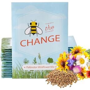 American Meadows Wildflower Seed Packets Feed The Bees'' Party Favors (Pack of 20) - Pollinator Wildflower Seed Mix to Attract Hummingbirds, Bees, and Butterflies, Party Favor for Any Occasion