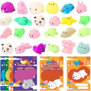 28 Pack Valentines Day Cards for Kids مع Mochi Squishy ، وبطاقات عيد الحب للأطفال Funny Classroom Exchange و Gifts Form
