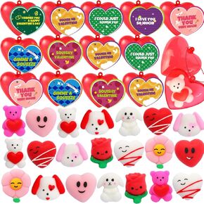 28 Pack Valentines Day Cards for Kids مع Mochi Squishy ، وبطاقات عيد الحب للأطفال Funny Classroom Exchange و Gifts Form in Kuwait