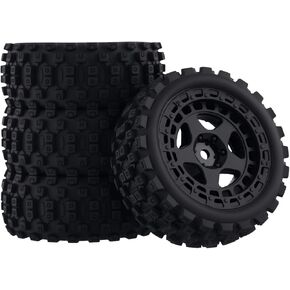 Pre Glued Wheel and Tires Plastic Rim Rubber for 1/18 Typhon Grom 223S Series Upgrades Part Black