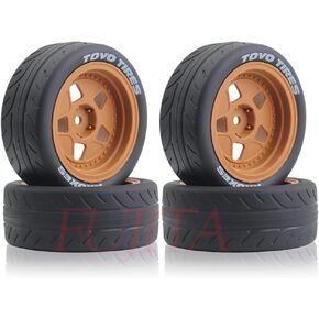fujita RC 1/10 RC ON-Road Rubber Tyres and Rims 12mm Hex Hub for HSP Tengu HPI Kyosho FAZER MK2 HSP RC 3RACING D5 68MM OD (White)