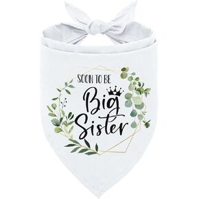 Funny Soon to Be Big Sister Dog Bandana, White Big Sister Bandana for Dog Pet Dog Triangle Scarf, Gender Revealing Baby Announcement Dog Bandana Dog Lovers Gifts