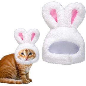 Easter Cat Bunny Ears Hat, Cute Pet Costume Outfit Accessory Animal Headwear for Halloween Christmas Holiday Party Cosplay