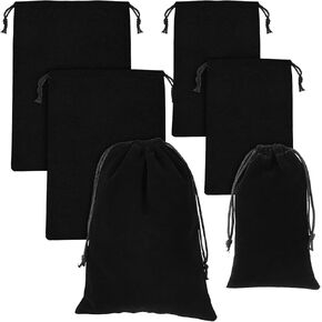 Adult Toy Storage Bags, 6 Pcs Black Velvet Drawstring Pouch Adjustable Toy Organizer Bags Foldable Ditty Bag for Women Men Toy Cosmetic Underwear Sunglasses Travel Camping (7×9.8 Inch, 4×7.9 Inch)