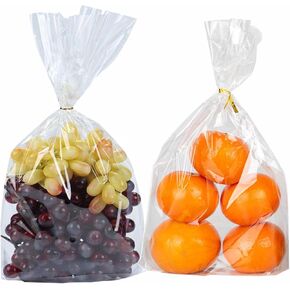 7"x 12" 100Pcs Clear Cellophane Treat Bags, with 100 Twist Ties, Bottom Gusseted, Party Favor Packaging, Cookie Wrapping, Candy Bags, for Party Favors, Cookies, Candy, Gifts 1.5Mil Thick (No Side Gusset)