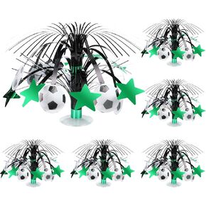 Tigeen 6 Pcs Football Party Supplies Football Spray Centerpieces with Base Foil Table Toppers Decorations for Game Day Sports Enthusiasts Birthday Baby Shower Party Decor(Soccer)