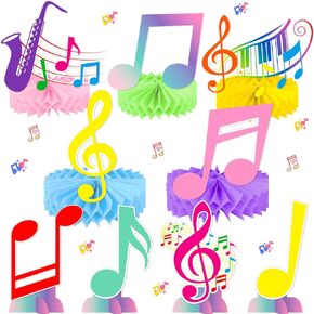 Music Note Theme Honeycomb Centerpieces Music Birthday Party Decorations 11pcs Colorful Music Note Centerpiece Decoration for Musical Birthday Music Piano Theme Party Baby Shower Supplies