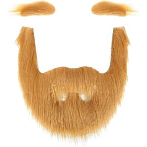 Fake Beard & Mustache and Self-Adhesive Eyebrows, Masquerade Theater Stage Party Costume Supplies Christmas Halloween