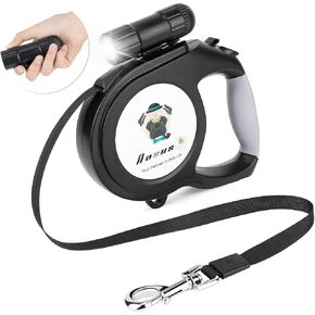 Nasus Retractable Dog Leash, 26ft Pet Walking Leash with 9 LED Detachable Flashlight for Medium Large Dog up to 100lbs, with Hand Grip One Button Brake & Lock and Hook (Black-N) in Saudi Arabia