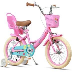 Maggie 12 14 16 20 Inch Kids Bike for 2-13 Years Old Girls, Toddler Bicycle Princess Style Bikes with Doll-Seat & Basket & Training Wheels & Kickstand, Multiple Colors