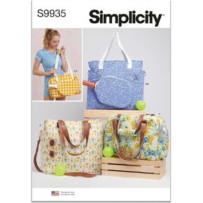 Simplicity Totes and Pickleball Paddle Cover Sewing Pattern Packet, Design Code S9935, One Size, Multicolor