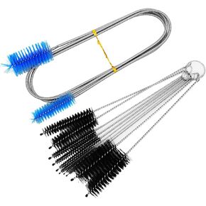 PENCK 12Pcs Tube Cleaning Brush Long Nylon Pipe Cleaner Set Flexible Double-Ended Hose Stainless Steel Cleaning Tool Drinking Straws Brush Aquarium Filter Brush for Fish Tank Kitchen Glasses Keyboard
