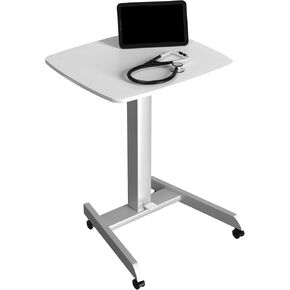Small White Standing Desk with Wheels – CTA Walking Desk Workstation with Height Adjustment & Mobility for Laptops, Office, Medical, Teachers, Work, Classroom & More - (PAD-ARLTD)