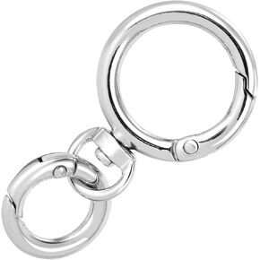 OIIKI 1 Sets Swivel Clasp Clips, Metal Swivel Snap Hook, Double Opening Key Chain Clip with Key Ring for DIY Crafts, Jewelry Clasps, Lanyard Making - Silver