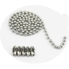 Glory Qin 6mm Stainless Steel Ball Chains & 5 Matching connectors (6mm, 5 feet)
