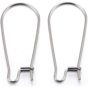 50pcs Adabele 316 Grade Surgical Stainless Steel Hypoallergenic Earring Hooks 18mm Kidney Ear Wire (Wire 0.8mm/20 Gauge) for DIY Earrings Jewelry Making SEF187-18