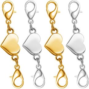 925 Clasp Magnetic Heart الفضية الاسترليني ، إغلاق جراد البحر مزدوج لسوار القلادة ، موصل صنع المجوهرات (4Gold+4Silver)