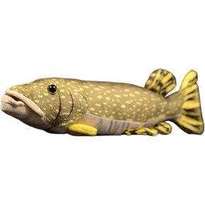 lilizzhoumax Lifelike Northern Pike Fish Stuffed Animal,Simulation Pikefish Fish Pillow Plush,Sea Creature Plush Toy, for Kids,18 inch Long Yellow