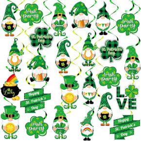 84 PCS St Patricks Day Decorations Swirls St Patrick's Day Hanging Swirls Saint Patricks Day Streamers Irish Green Foil Swirl Decor Shamrock Clove Ceiling Swirls for St Patricks Day Party Favor
