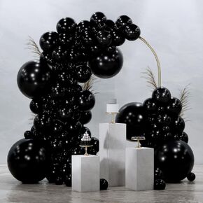 PartyWoo Black Balloons 145 pcs Different Sizes Pack of 18 12 10 5 Inch Matte Black Latex Balloon Arch Kit Garland for Graduation Halloween New Year Anniversary Birthday Party Decorations Black-Y18
