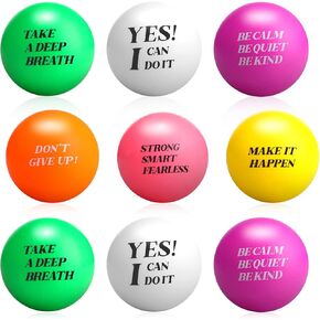 Kasyat 30 Pieces Motivational Inspirational Stress Balls Bulk Colorful Foam Quotes Relief Small Balls for Motivating Encouraging Adults People Over 3 Years Old(Round)