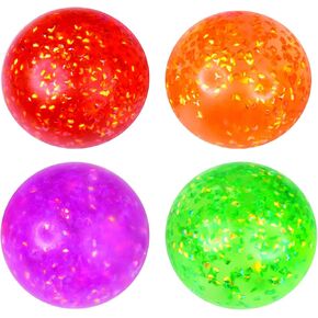 Raymond Geddes GeddesSphere Galactic Glitter Balls (12 Pack) – Colorful Sensory Squishy Toys with Sparkling Iridescent Glitter