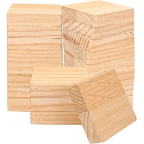 25 Pack Unfinished Wood Blocks for Crafts - 4 X 4 X 1 Inch Wooden Square Blocks, Premium Pine Wood Boards for Artistic Engraving, Perfect Panels for All DIY Craft Projects