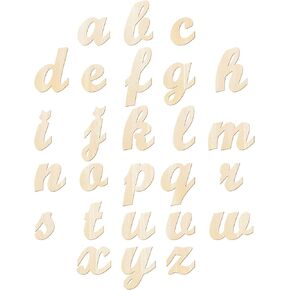 3.7 to 6 Inch 102 Pieces Wood Letters Cursive Lowercase Unfinished Thin Wooden Alpabets a-z for Crafts