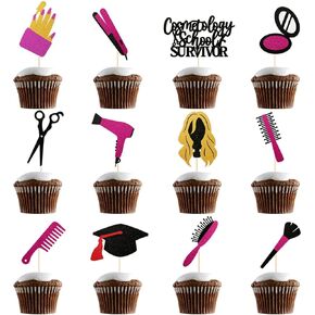 Cosmetology Graduation Cupcake Toppers, Cosmetology Graduation Decorations, Congrats Cosmetologist, Cosmetology Graduation Party Supplies, Cosmetology Supplies, 24Pcs