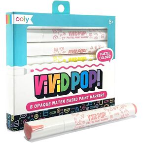 Ooly Vivid Pop Set of 8 Super Bright Water Based Paint Markers - Erases off Whiteboards, Windows, Mirrors- For Kids, School Supplies, Art Projects, Paint Pen Marker for Kids