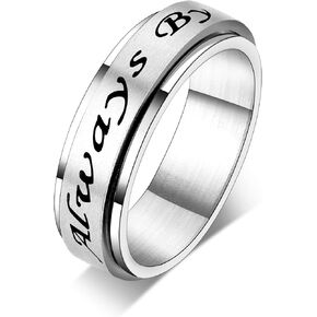 Fidget Rings for Anxiety Stainless Steel Spinner Ring for Women Men Spinner Band Ring for Anxiety Spin Rings Anti Stress Promise Inspirational Ring