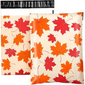100 Pack Fall Poly Mailers Maple Leaves Shipping Bag with Self Sealing, Autumn Mailing Bags for Small Business - Shipping Envelopes for Clothing(10x13 IN, 100pack)