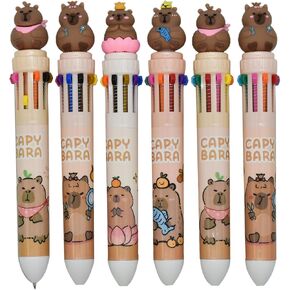 8 Pieces Multicolor Pens 10-in-1 Capybara Ballpoint Pen 10 Colors Retractable Ballpoint Pens For School Home Office Stationery