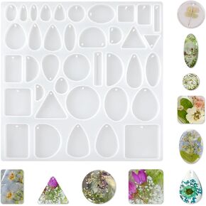 38 Cavity Resin Jewelry Molds, Earring Molds for Epoxy Resin, Silicone Molds for Resin, Epoxy Resin Molds for DIY Earrings Necklace Pendant Keychain, Jewelry Casting Tray
