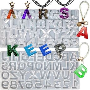 ZQYSIING Silicone Alphabet Resin Molds, Letter Silicone Molds Number Molds for DIY Keychain Jewelry Necklace Earring Pendant (Large)