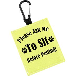 PWHAOO Therapy Dog Hang Tag Dog Alert Hanging Patches Please Ask Me to Sit Before Petting Therapy Alert Hanging Patches (Ask Me to Sit ALERT)