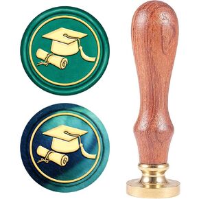 CRASPIRE Wax Seal Stamp Graduation Cap Wax Sealing Stamps Graduation Hat Retro Wood Stamp Removable Brass Seal Wood Handle for Wedding Invitations Embellishment Bottle Decoration Gift Packing