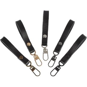 TEHAUX 5pcs Genuine Leather Zipper Pull, Alloy Zipper Pull Tab Clothing Fix Zipper Repair Luggage Zipper Extender Jacket Zipper Slider Puller Zipper Replacement Kit for Wallet Pendant Bag