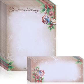 80 Sets Wondrous Light Religious Christmas Stationery Paper with Envelope Nativity Scene Christmas Letterhead Paper Holiday Paper for Letter Writing Greeting Card Invitation, Not for Printers