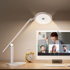 Honeywell Desk Lamp for Home Office, H6 Sunturalux™ Eye-Caring Led Desk Light, 800LM Dimmable Desk Lamp with Timer, Touch Control Tall Desk Reading Light, Table Lamp for Circle Webcam, Study, Bedroom