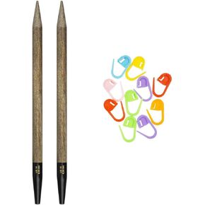 Lykke Driftwood 5-Inch (13cm) Interchangeable Circular Knitting Needle Tips US Size 6 (4.0 mm) with 10 Colorful Stitch Markers