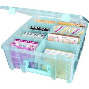 ArtBin Super Satchel Compartment Box - Stackable Durable Art Storage with 8 Removable Compartments, Smart Closure, and Portable Design for Craft Supplies, Threads, Ribbons, Paint Tubes