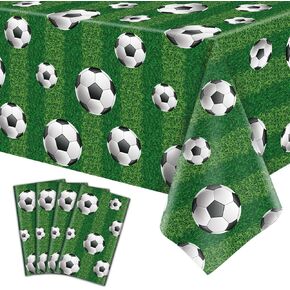 4 Pack Soccer Party Tablecloth - Rectangular Plastic Table Cover - Sports Theme Party Table Covers - Soccer Birthday Decorations - 86 x 51 Inch