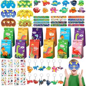 INNOCHEER Dinosaur Party Favors, Dinosaur Birthday Decorations 24 Pack Dinosaur Party Supplies Dinosaur Party Decorations, Dinosaur Goodie Bags For Birthday Party Favors For Kids 3-5 4-8 8-12