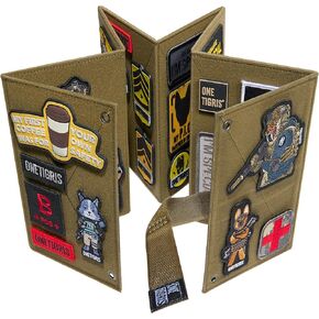 OneTigris Patch Display, Foldable Tactical Patch Board Panel Holder Booklet Organizer for Hook & Loop Patch, Flag Patch, Morale Patch, Military Patch Collections(No Patches Included) - Coyote Brown