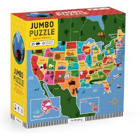 Mudpuppy Map Of USA - Jumbo 25 Piece Jigsaw Floor Puzzle Featuring States, Capitals, and More!