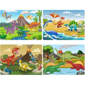 Puzzles for Kids Ages 3-5 4-6, 24 Pieces Dinosaur Wooden Jigsaw Puzzles for Toddlers Ages 3 4 5 6 Year Olds Educational Learning Toys Children Puzzles for Kids Boys and Girls